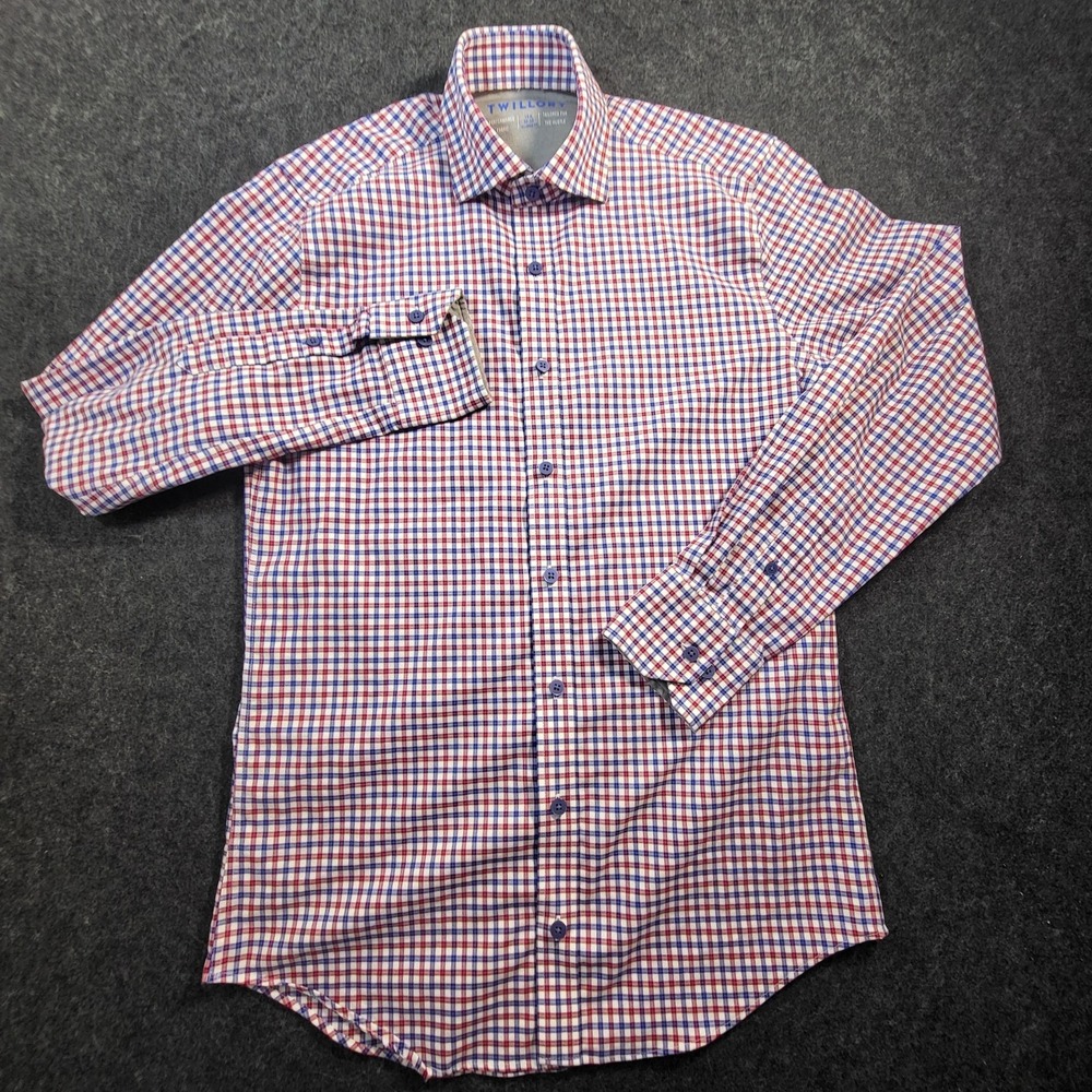 Twillory Shirt Plaid Stretch Button Down Performance Plaid Men's 14.5 32-33